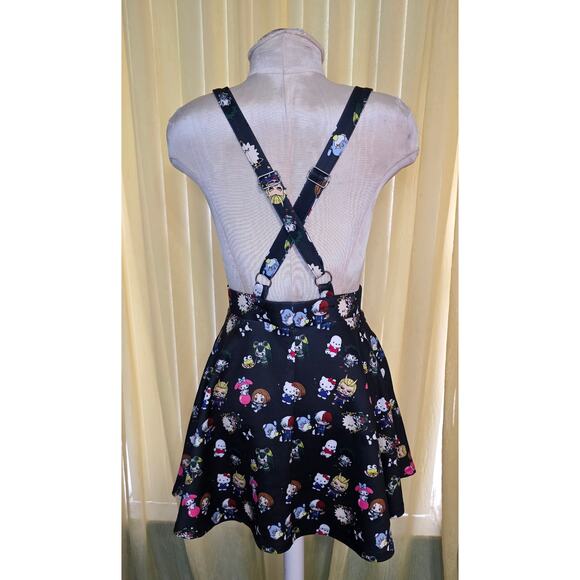 Hot Topic Suspender Skirt Womens Small Black‎ Hero Academia Hello Kitty Ladies - Picture 2 of 6